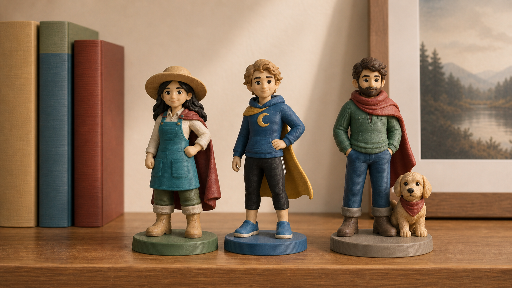 Custom heroic figurines displayed as a giftable object